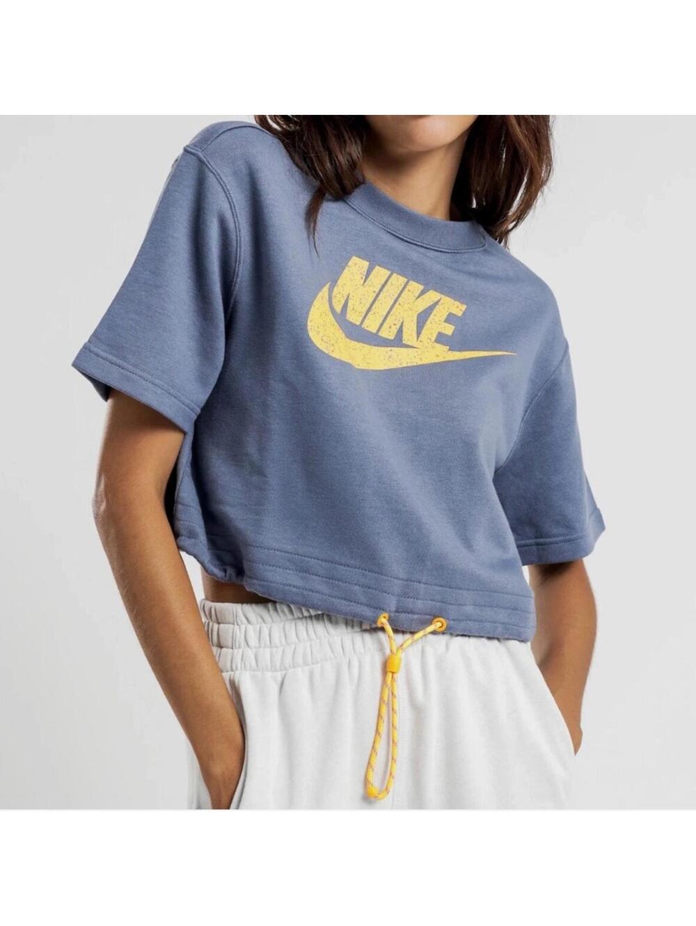 Nike Sportswear Icon Clash Sweat Retro Y2K Cropped Bungee Hem Top size medium